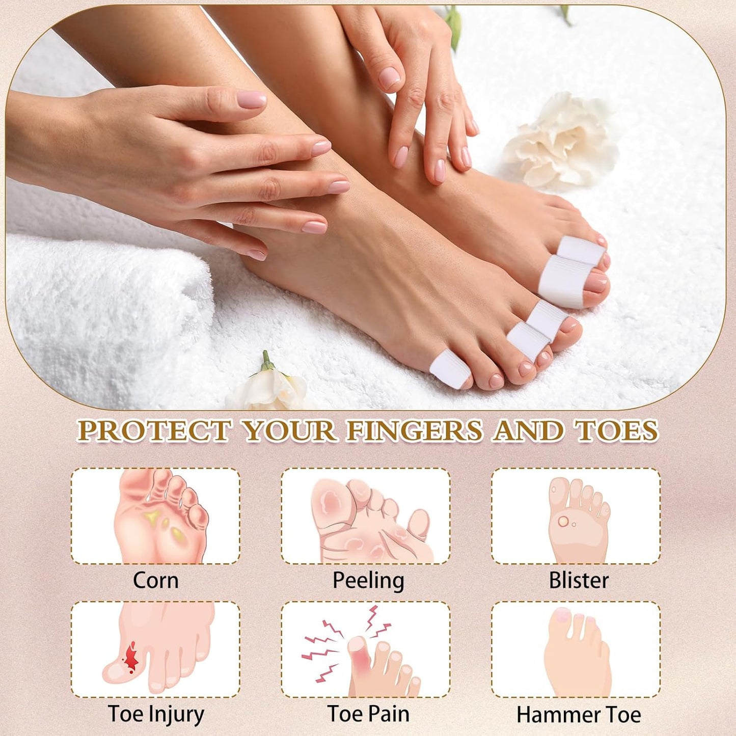 Blulu 24 Pieces Toe Tubes 0.98 Inches Cushion Tube Corn Pads for Toes Sleeves Soft Gel Protectors for Cushions Corns Blisters Calluses 3 Size (White,Assorted Sizes)