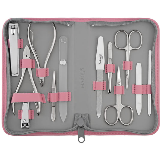 Manicure Set Women and Men – 12-Piece Professional Grooming Kit with Premium Tools, Genuine Leather Case, and Exclusive Glass Nail File for Hand & Foot Care, German Quality