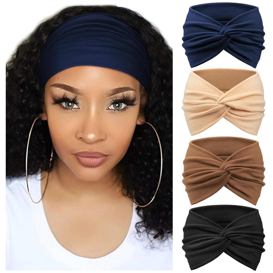 Extra Wide Headbands for Women Large Turban Headband Non Slip Boho Elastic Hairband Hair Twisted Knot Head Bands Accessories