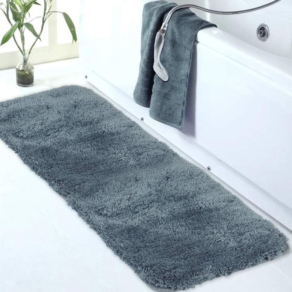 Walensee Large Bathroom Rug (24 x 72, Slate) Extra Soft and Absorbent Shaggy Bath Mat Machine Washable Microfiber Non Slip Luxury Floor Mat
