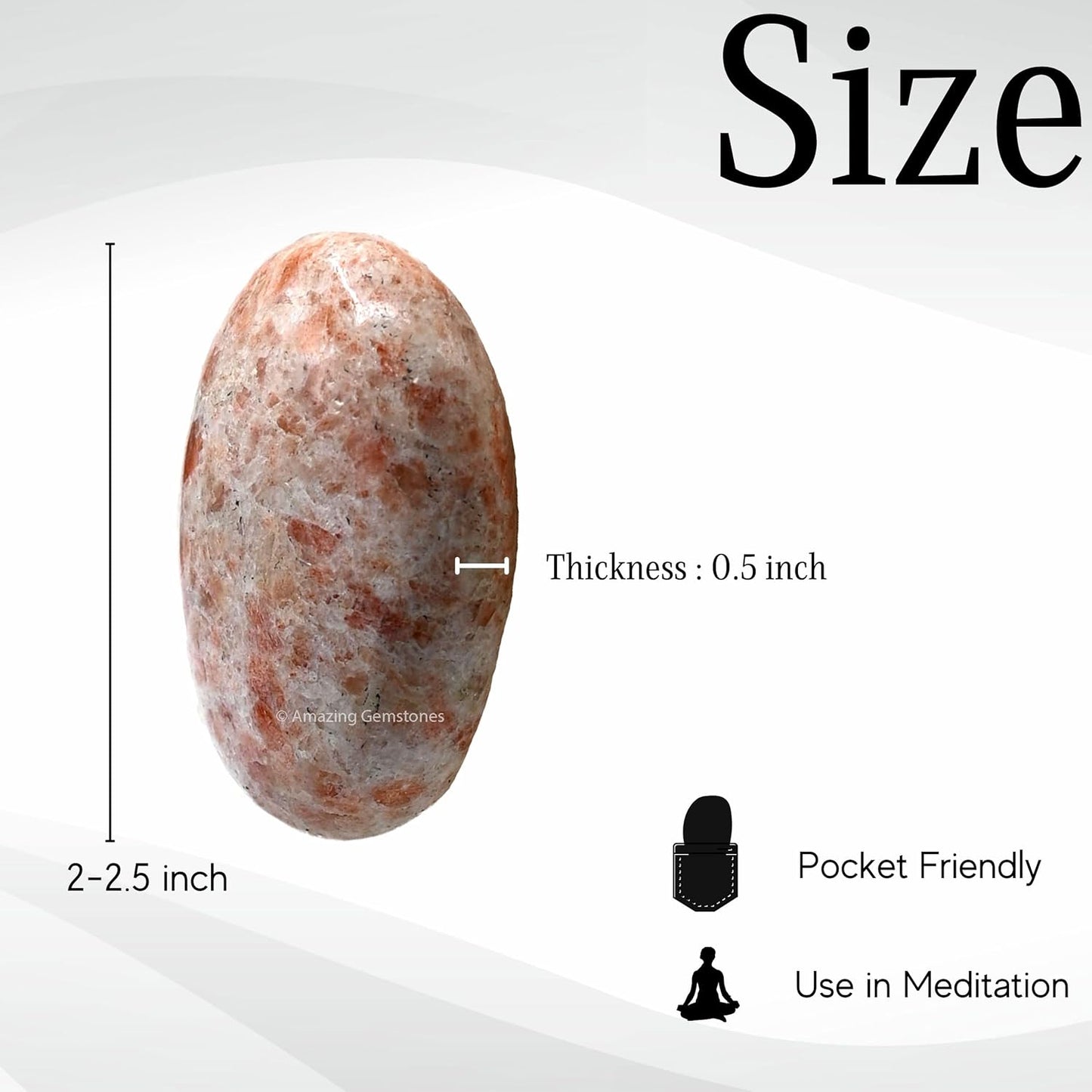 Amazing Gemstone Sunstone Crystals and Healing Stones - Extra Large Palm Stone Crystals Piedra - Crystal for Good Luck, Balanced Positive Energy, Meditation - Unique Stocking Stuffers, Gifts for Women