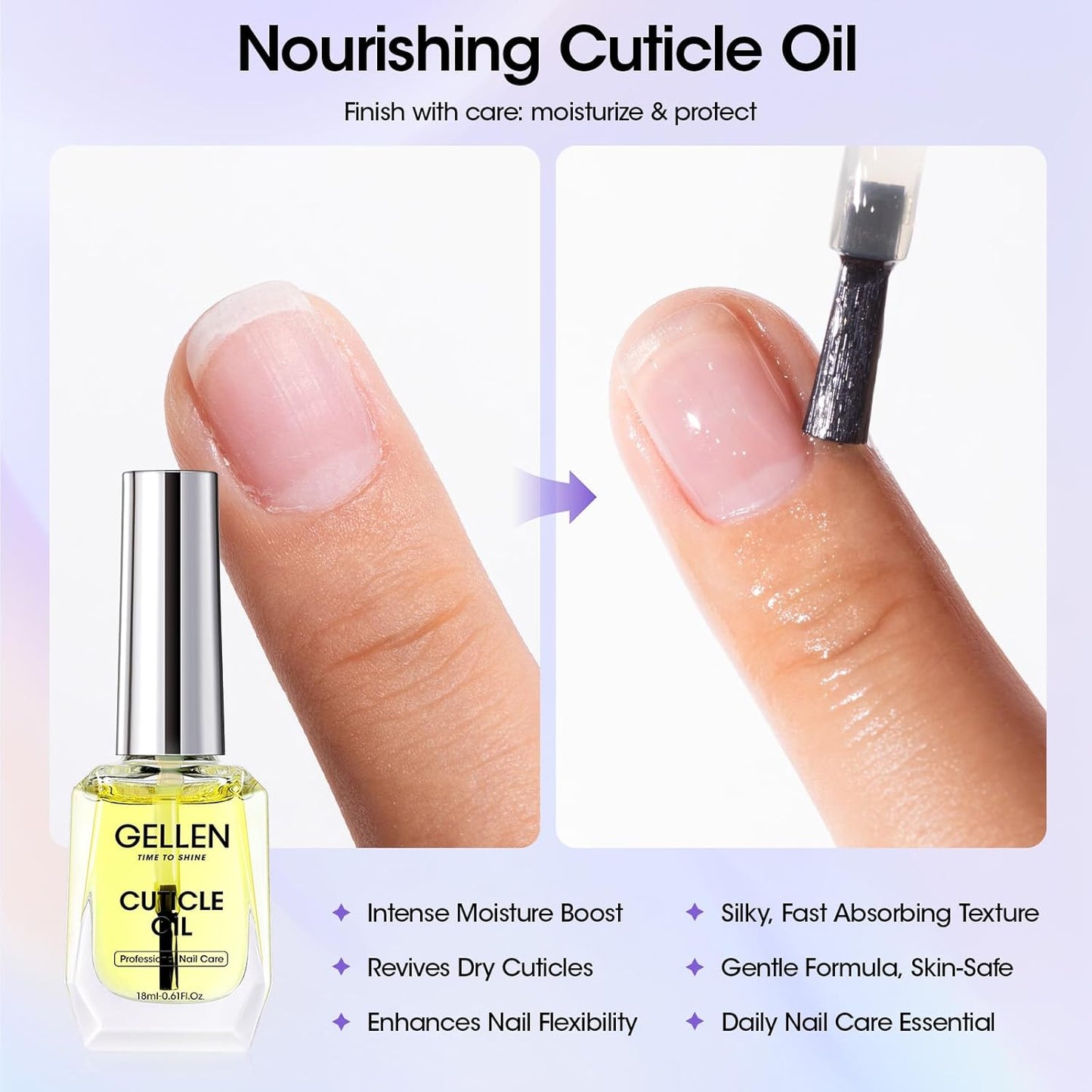 Gellen Gel Nail Polish Remover Kit, Gel Polish Remover for Nails, with Cuticle Oil & Peelable Liquid Latex for Nails, Fast Nail Gel Removal in 2-5 Minutes, No Need Foil, No Soaking or Wrapping