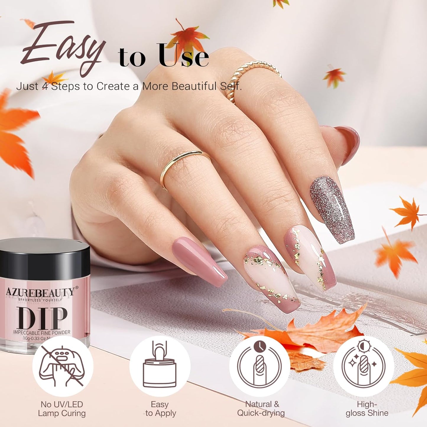 AZUREBEAUTY Fall Dip Powder Nail Kit 20 Colors Glitter Nude Black Grey Winter 31 Pcs Dip Powder Liquid Set with Top/Base Coat Activator for French Nails Art Manicure DIY Salon Women Gift
