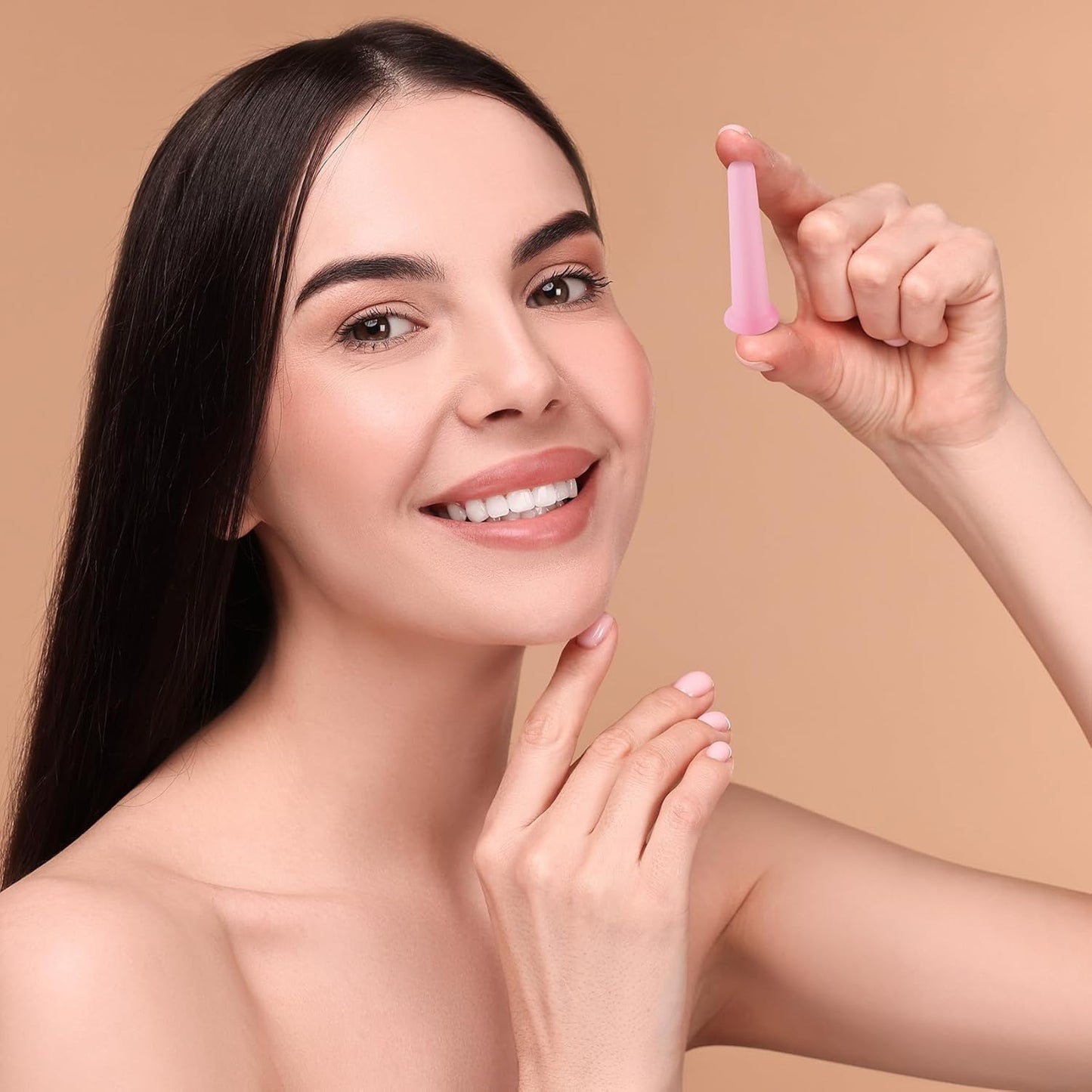 5 Pack Silicone Facial Cupping Set Vacuum Massage Cups Kit Pink Face Massager Helper Cup for Face Neck Back Eyes Skin Care