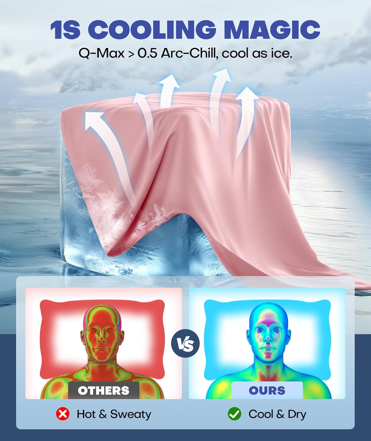 Ice Cooling Pillowcase for Hot Sleepers, Instantly Cool, Stays Cold All Night, Softer Than Silk Pillow Cases, Pillow Covers with Invisible Zipper, Gift for Men & Women - Standard, Coral Pink (1 Pack)