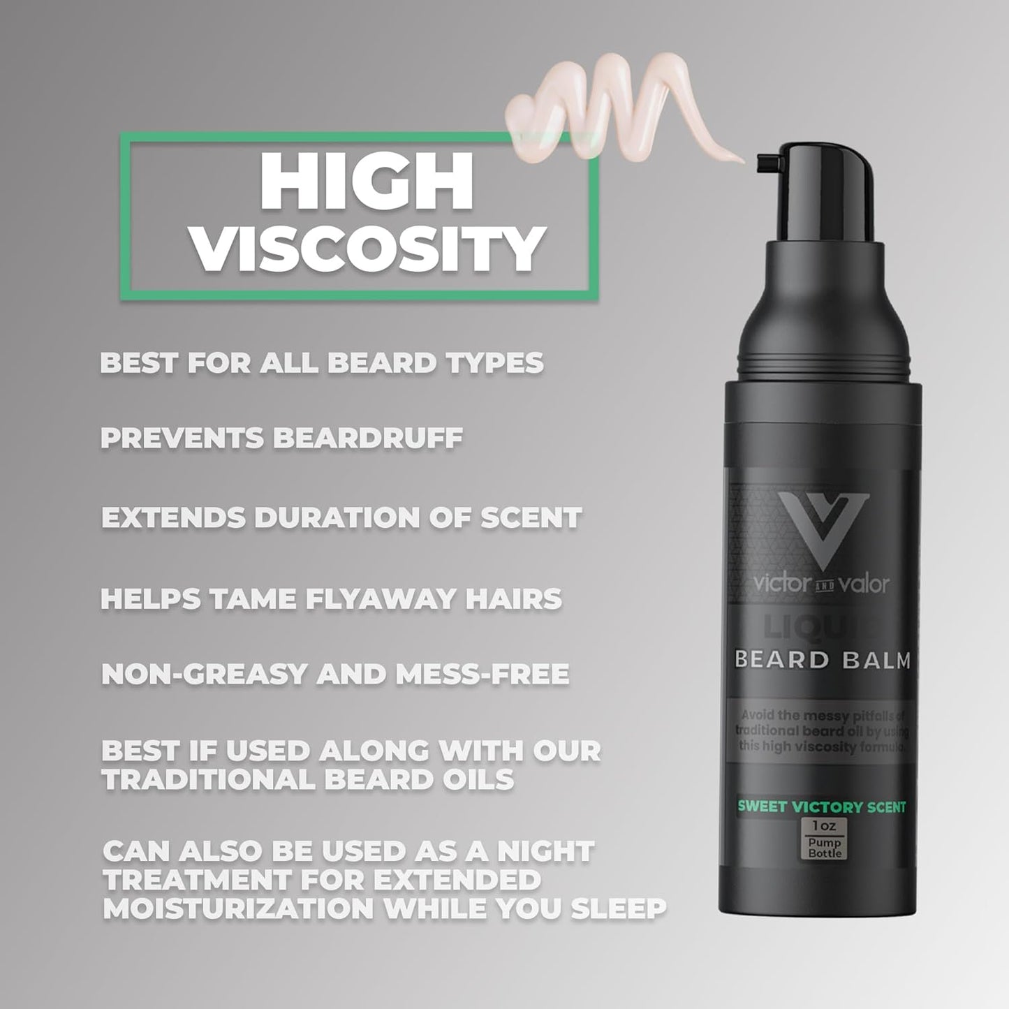 Liquid Beard Balm - Nine Moisturizing Oils Including Shea Butter & Vitamin E - High Viscosity Formula Helps Condition and Style - Men's Grooming (1 Ounce, Bare Bones)