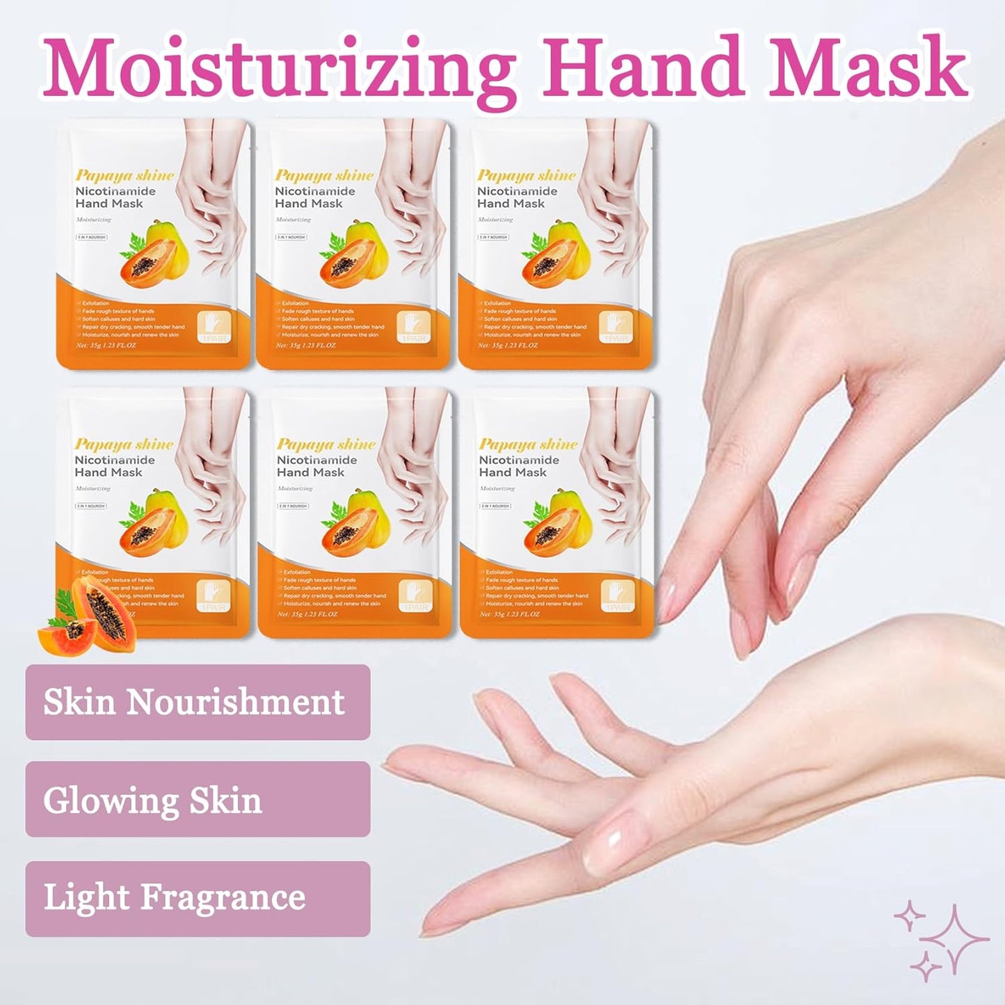 Hydrating Hand Masks, 6PCS Hand Mask Moisturizing Gloves for Men Women, Smooth Long Lasting Soft Exfoliating Hand Peeling Spa Mask Moisturizer Beauty Gift Set for Dry Cracked Rough Dull Hands（M)