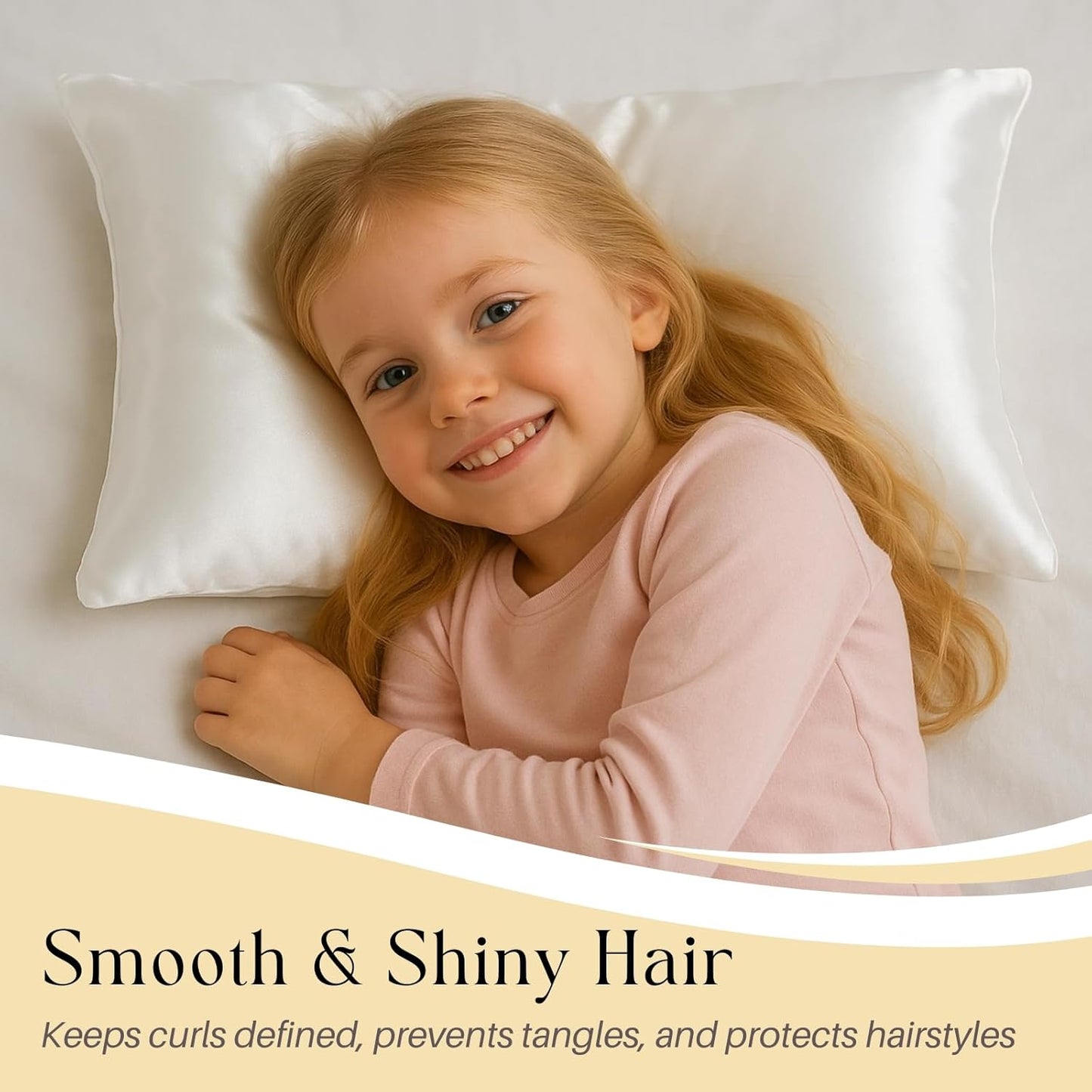 Silky Satin Toddler Pillowcases Set of 2, Super Soft Travel Pillow Covers, Small Kids Pillow Cases with Envelope Closure, 13"x 18", Ivory