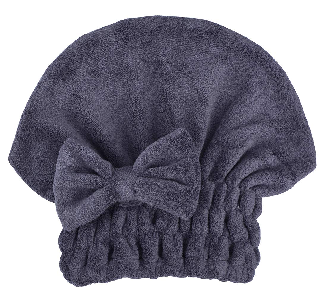 Microfiber Hair Drying Towels Head wrap 2-Pack with Bow-Knot Shower Cap Hair Turban hairWrap Bath Cap for Curly Long & Wet Hair Gift for Women