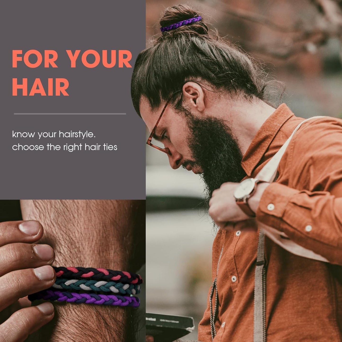 EasYoung 10pcs Braided Hair Ties for Thick, Curly Hair - No Crease Coils for Men's Buns & Women's Long Hair