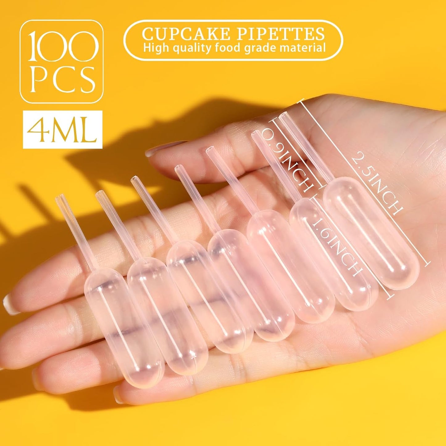 Teenitor Plastic Pipettes Squeeze Dropper Disposable 4ml 100pcs Mini Flavor Injector for Chocolate Strawberries Ice Cream Mini Cakes