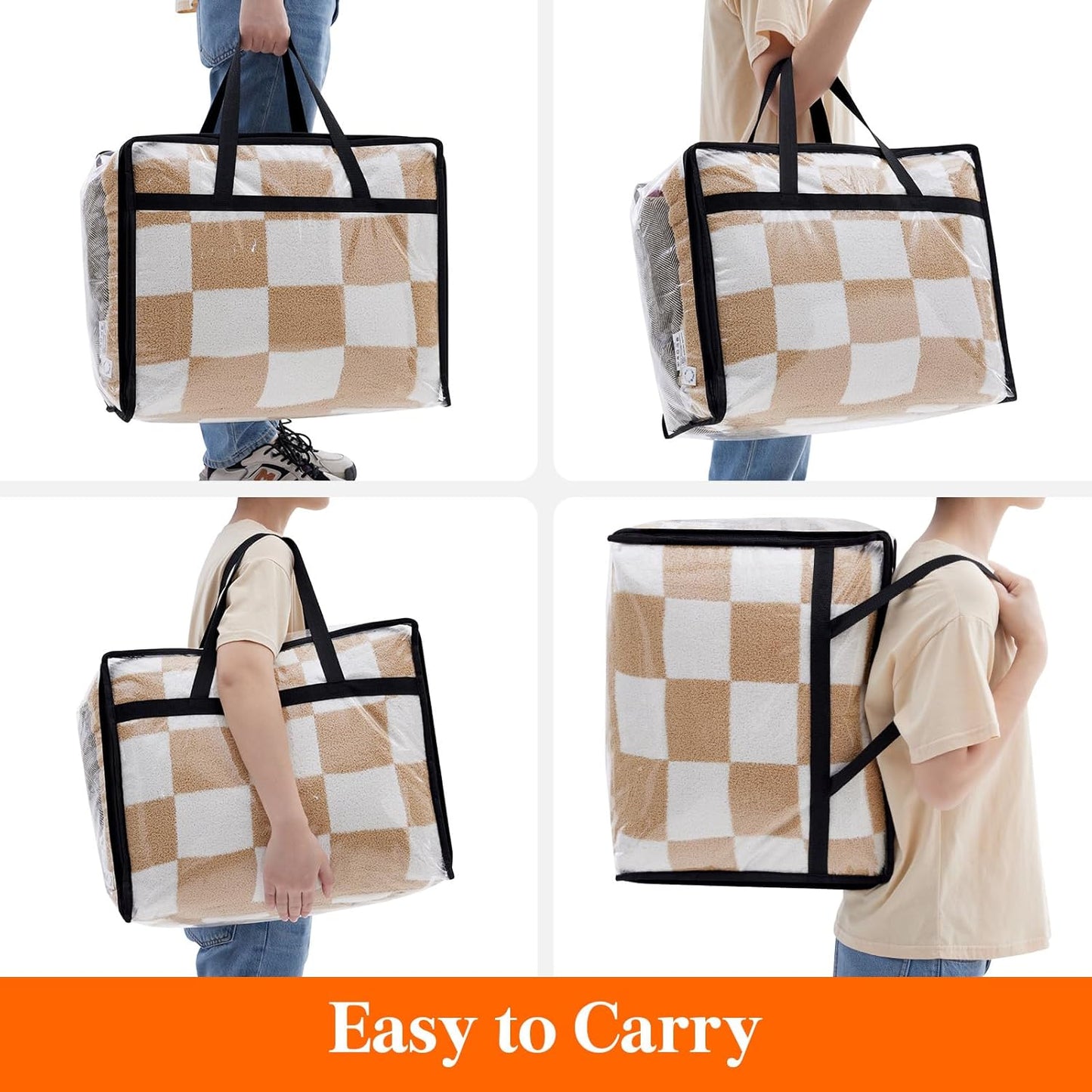 Lifewit 3 Pack Clear Clothes Storage Bags, 40L Plastic Blanket Storage Bag, Vinyl Foldable Moving Bags with Zipper, Closet Organizers and Storage Containers for Bedding, Duvet, Comforter