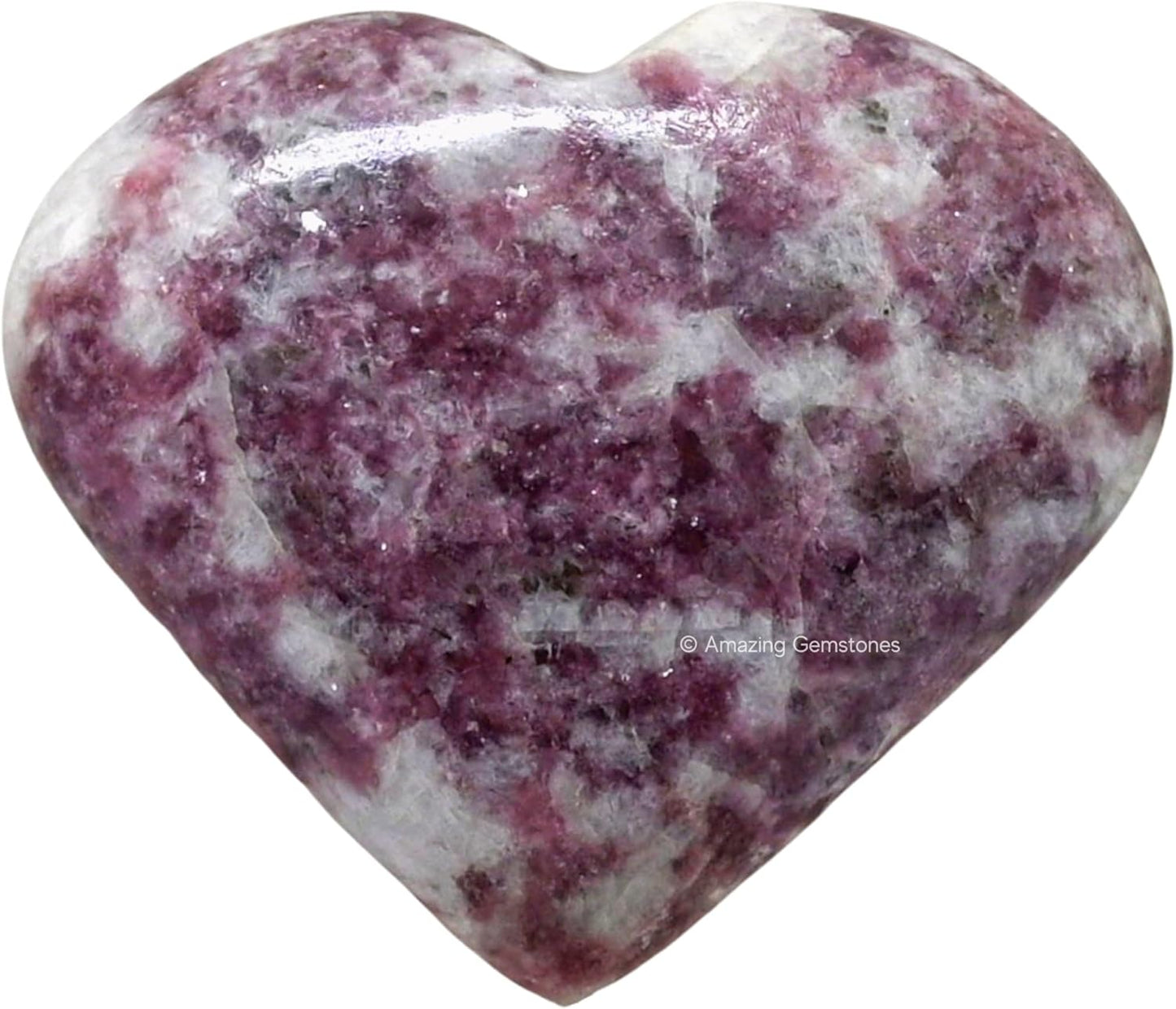 Lepidolite Crystal Heart Palm Stone - Pocket Massage Worry Stone for Natural Body Chakra Balancing, Reiki Healing and Crystal Grid