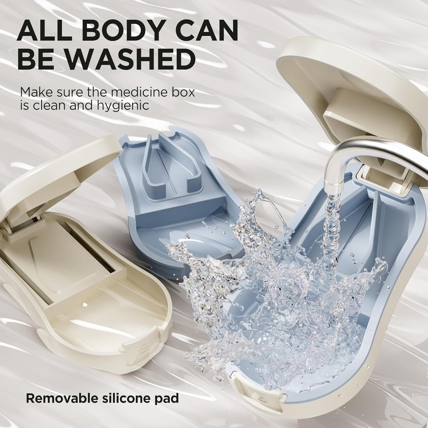 Pill Cutter for Small and Tiny Pills - Pill Splitter with Detachable Silicone Pad - Easy Open Snap Button. Wrap-Around Blade Guard Prevents Cuts. Back Storage (White)