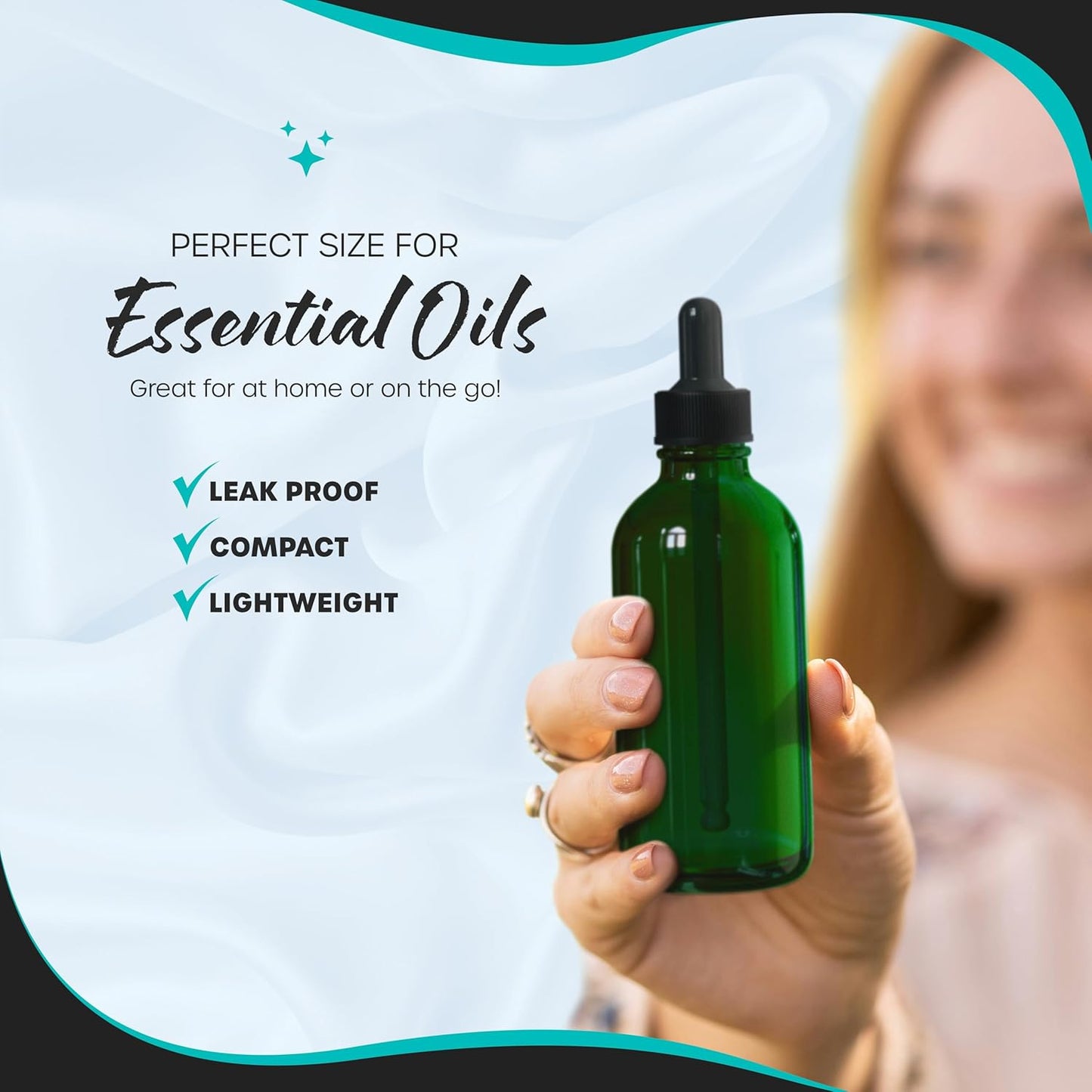 Nevlers 4 Oz Green Glass Dropper Bottle 24 PK | Leakproof Eye Droppers for Oils | Glass Tincture Bottles with Dropper, Shrink Wrap, Funnel, Brush, Marker & Labels | Eye Drop Dispenser Hair Oil Bottle