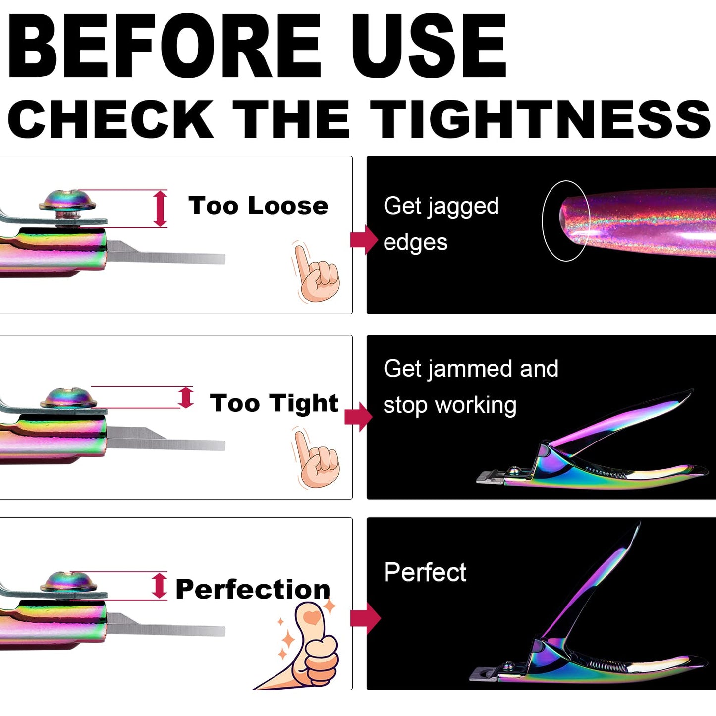 Chameleon Premium Adjustable Nail Clippers for Acrylic Nails, Stainless Steel Cutter Trimmer for Artificial Fake False Tips Manicure Sharp Blade Clip Tool for Salon Home Nail Art Beauty Design DIY