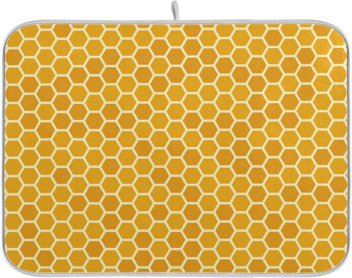 Yellow Honeycomb Dish Drying Mat - 18x24 Inch Large Microfiber Drying Pad for Bottles & Sink