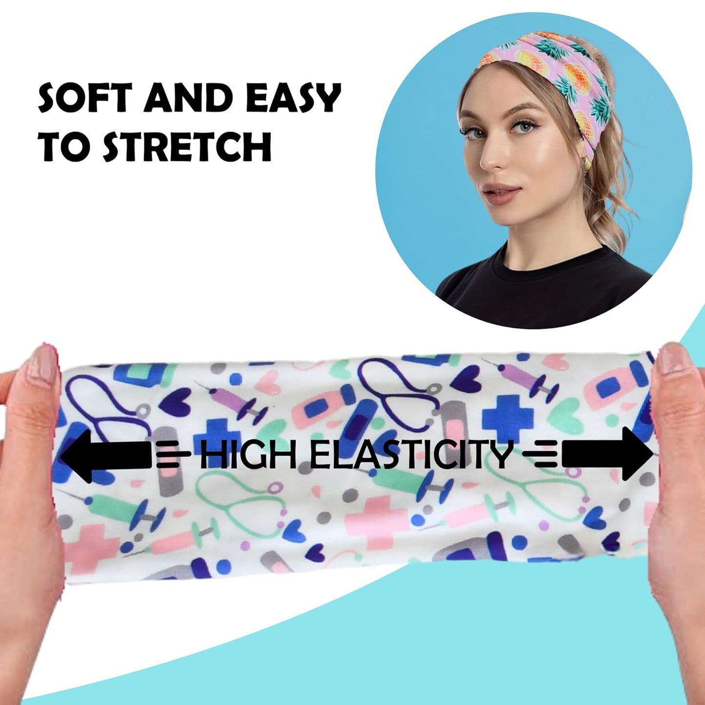 LOTUS78, Pack of 6 Wide Headbands for Women Non Slip, Fashionable Sports Hair Bands for Women's Hair, Soft Elastic Stretchy Head bands, Yoga Workout Headbands for Women Daily Fashion (Tropical)