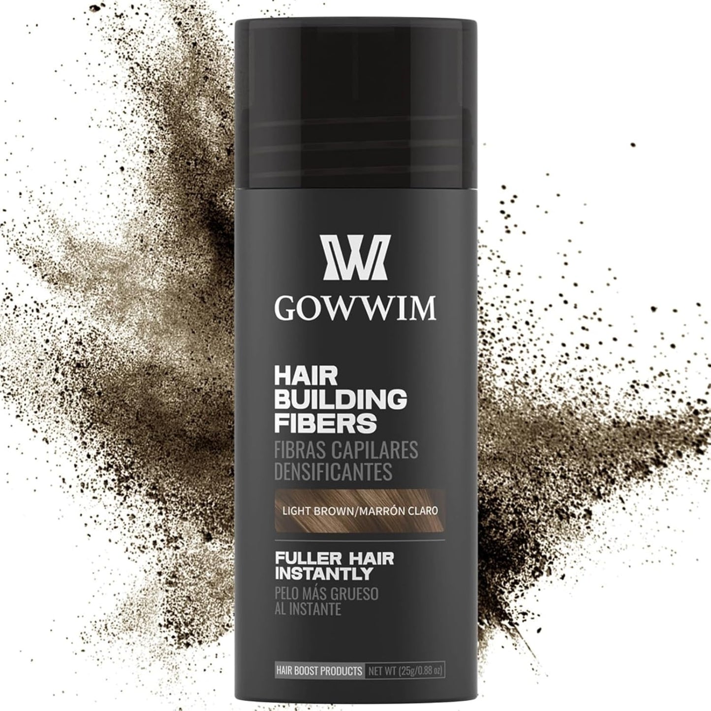 gowwim Hair Fibers for Thinning Hair 25g Hair Building Fibers 100% Undetectable,Instantly Cover Sparse Hair Areas-Bald Spots Cover Up. (Light Brown)
