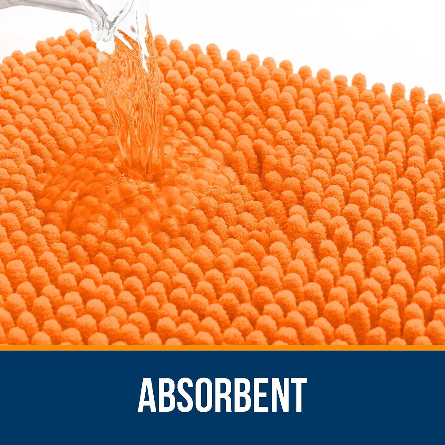 OLANLY Bathroom Rugs 36x24, Extra Soft Absorbent Chenille Bath Rugs, Rubber Backing Quick Dry, Machine Washable Bath Mats for Bathroom Floor, Tub and Shower, Home Decor Accessories, Orange