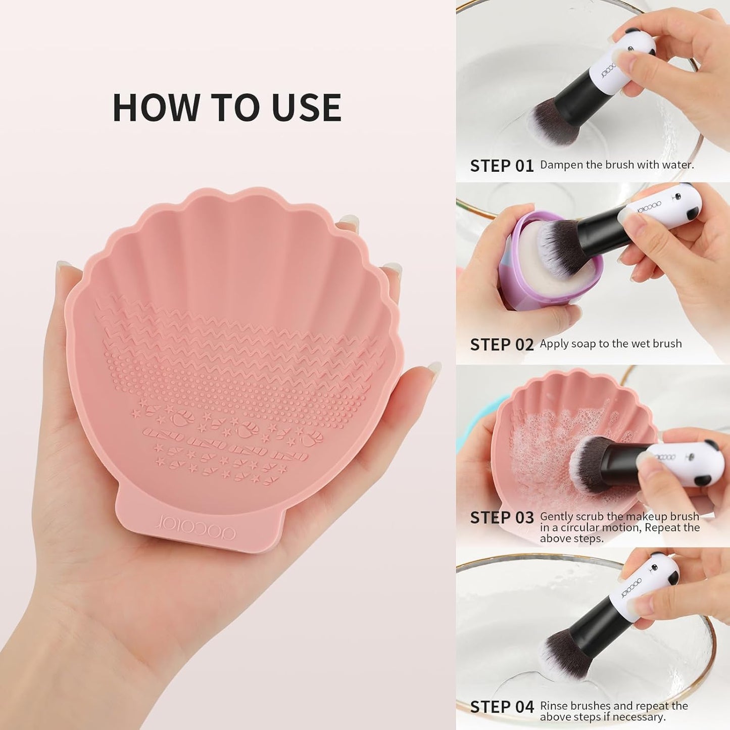 docolor Silicone Makeup Brush Cleaner Mat Shell shape make up brush cleaner pad Big Size, Makeup Brush Cleaning Mat, Brushes Cleaning Tool, Portable Washing Tool for Makeup Cosmetic Brushes