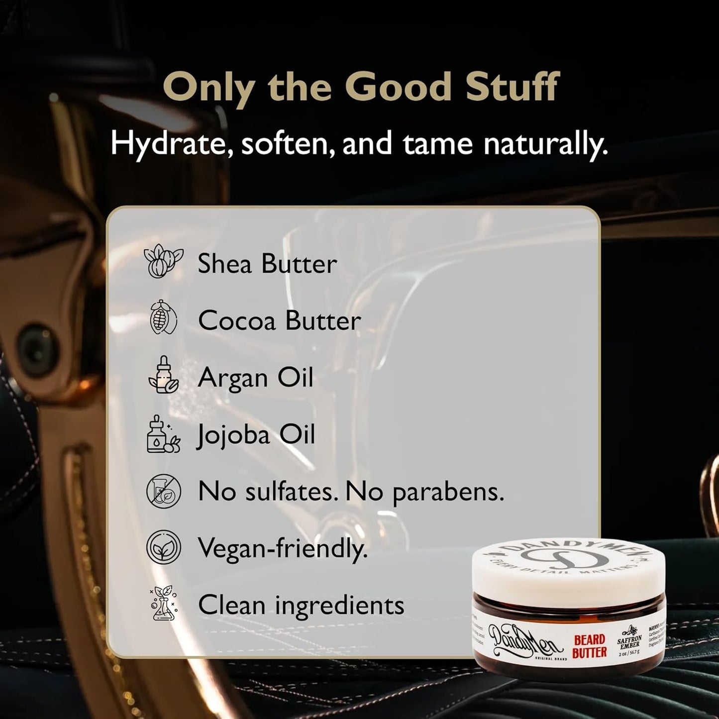 Beard Butter – Deep Hydration and Styling Control with Shea Butter & Argan Oil – Bold Saffron Ember Scent – 2 oz