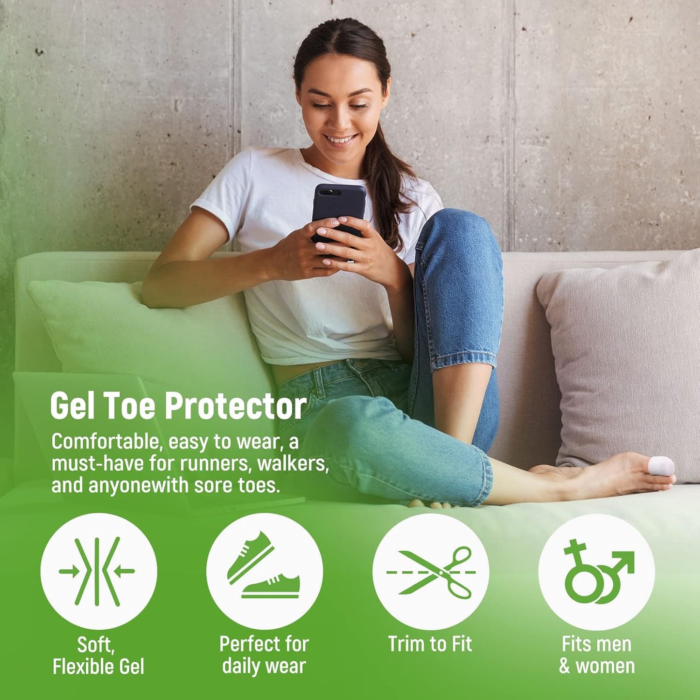 Bukihome Big Toe Protectors 10 ct, Silicone Toe Caps to Cushion Toe Blister, Corn, Callus, Great for Running, Walking, Stop Toe Pain (Large, White)