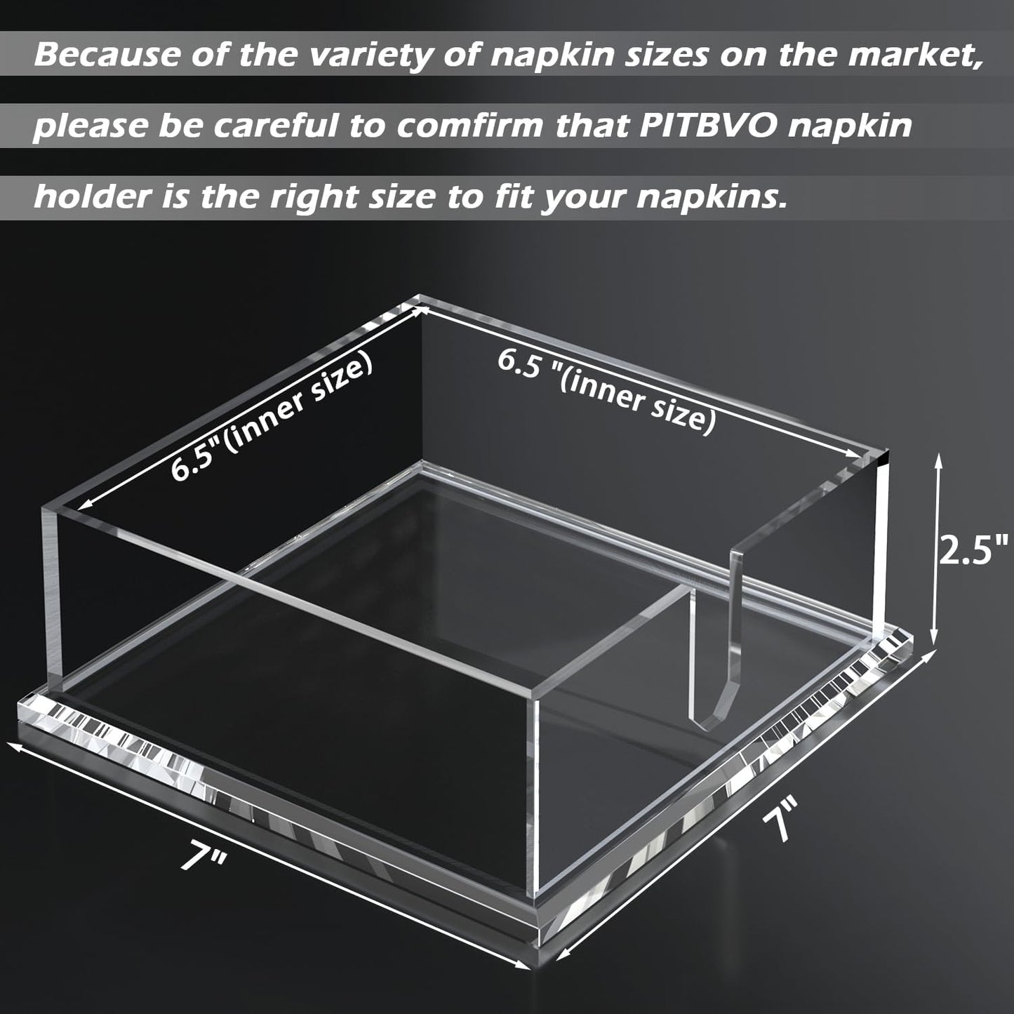 Napkin Holder for Table, Acrylic Napkin Paper Towel Holder for Kitchen, Clear Acrylic Guest Towel Holder Tray for Bathroom, Cocktail Napkin Holder for Dinner (Square Clear 7'')