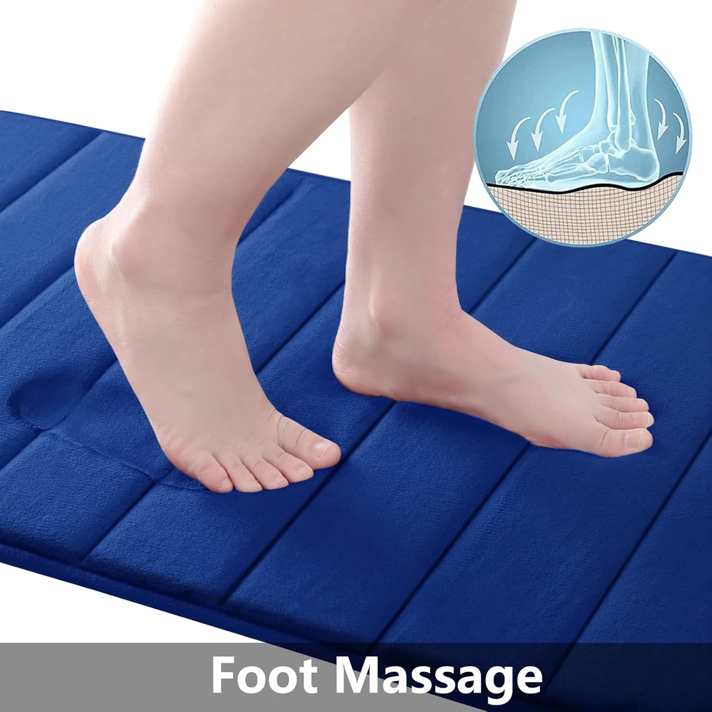 Buganda Memory Foam Bath Mat, 34" x 20", Ultra Soft and Non-Slip Bathroom Rugs, Water Absorbent and Machine Washable Bath Rug for Bathroom, Shower, and Tub, Navy Blue