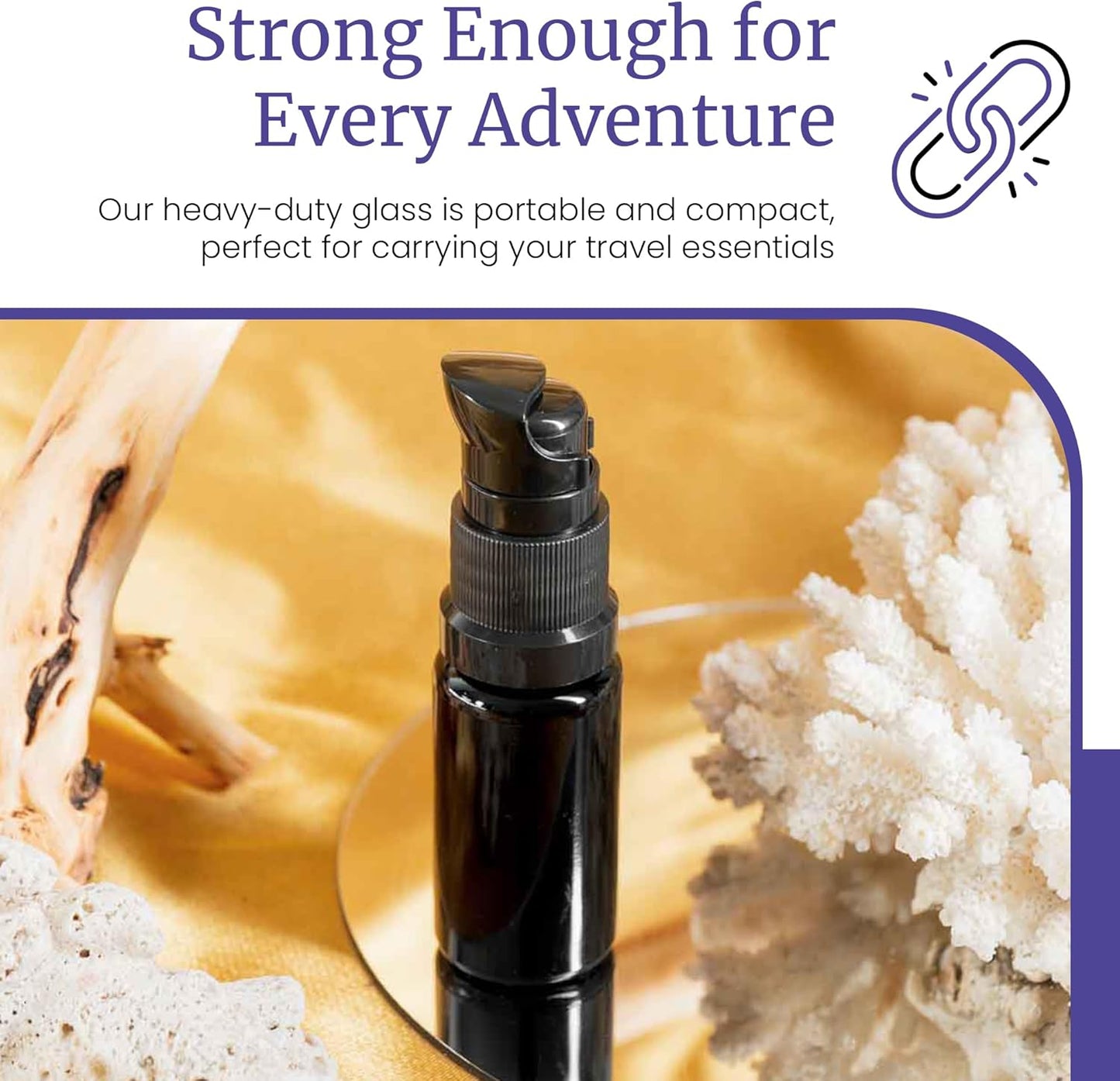 Infinity Jars 15 Ml (0.5 fl oz) Refillable Ultraviolet Black Glass Pump Bottles Leak-Proof Travel Containers for Toner, Sanitizer, Beard Oil, Hair Serum, Essential Oils 10-Pack