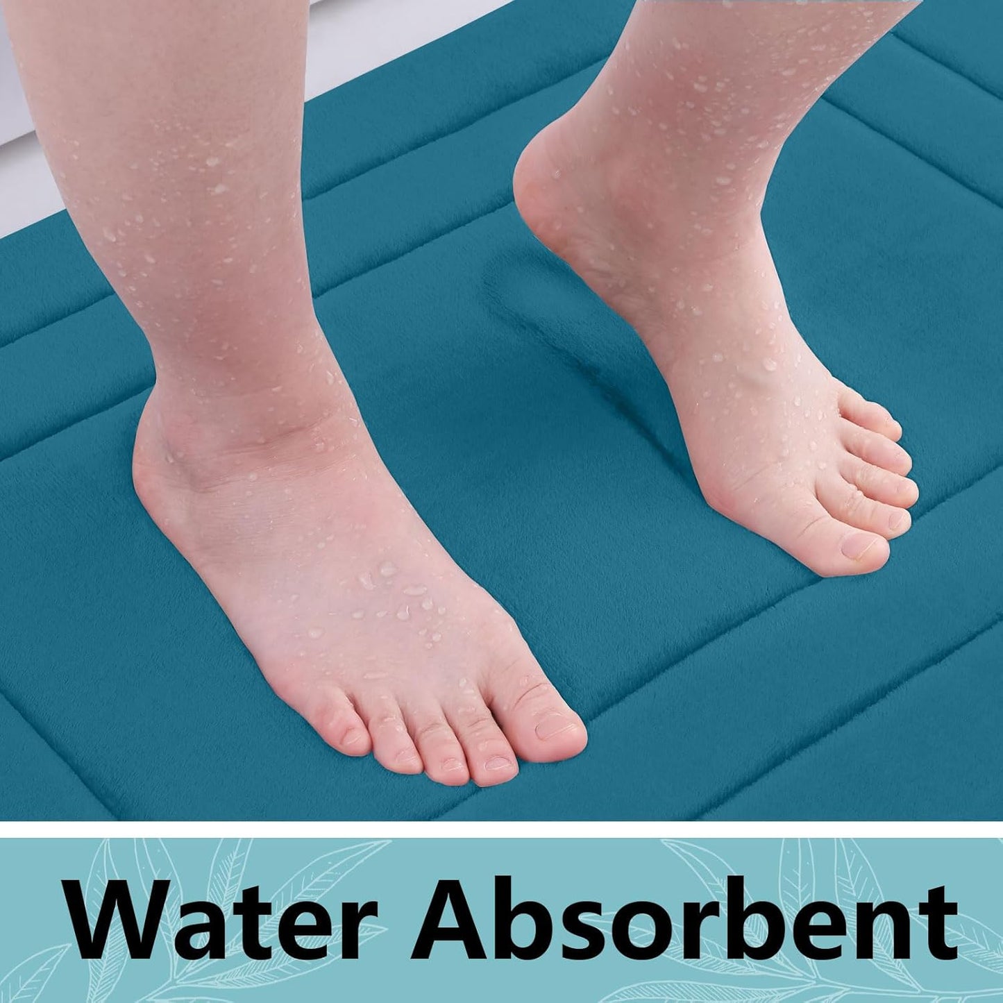 Arotive Memory Foam Bathroom Rug Mat 36x24, Ultra Soft and Absorbent Bath Mat, Machine Wash Dry, Comfortable Bath Rug Carpet for Bathroom Floor, Tub and Shower, Peacock Blue