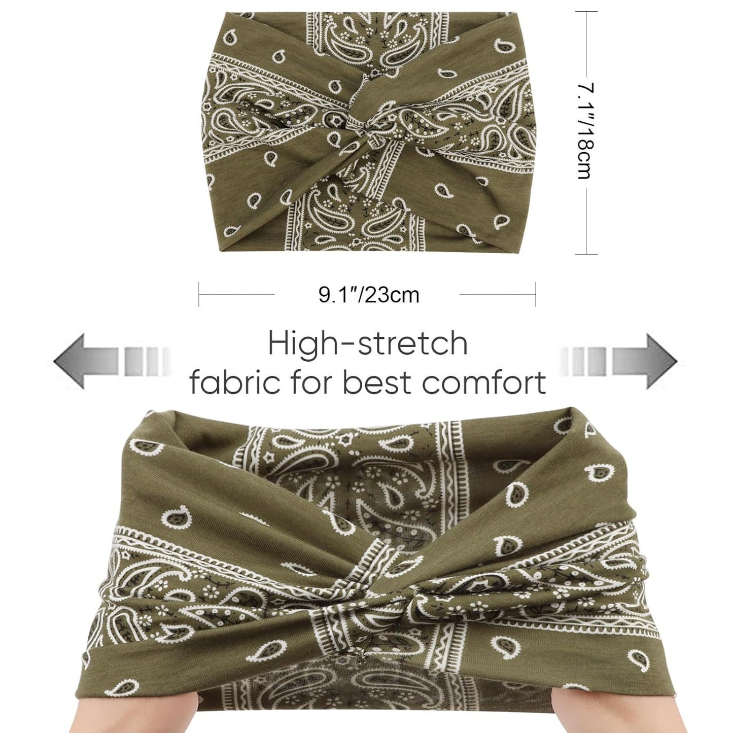 Extra Wide Headbands for Women Large Turban Headband Non Slip Boho Elastic Hairband Hair Twisted Knot Head Bands Accessories