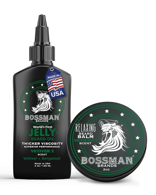 Bossman Beard Oil Jelly and Relaxing Beard Balm Combo - Vetiver X Scent