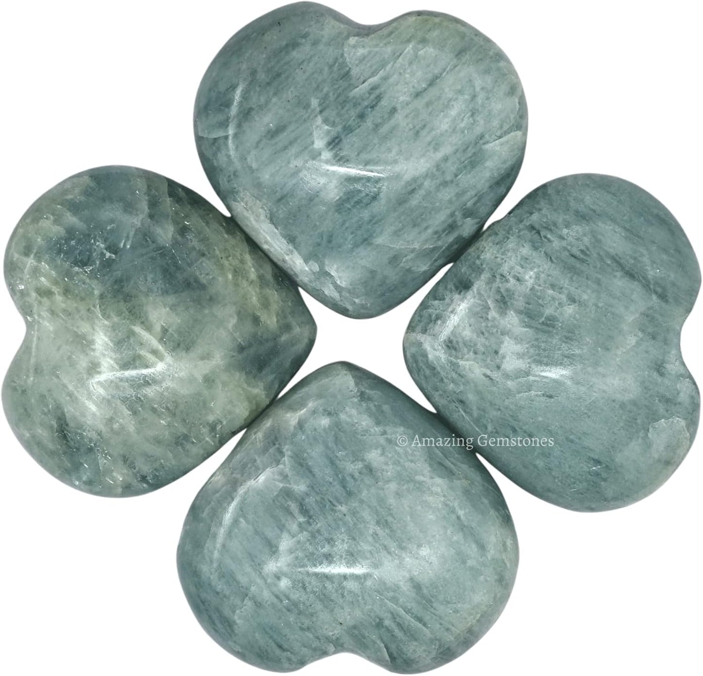Aquamarine Crystal Heart Palm Stone - Pocket Massage Worry Stone for Natural Body Chakra Balancing, Reiki Healing and Crystal Grid