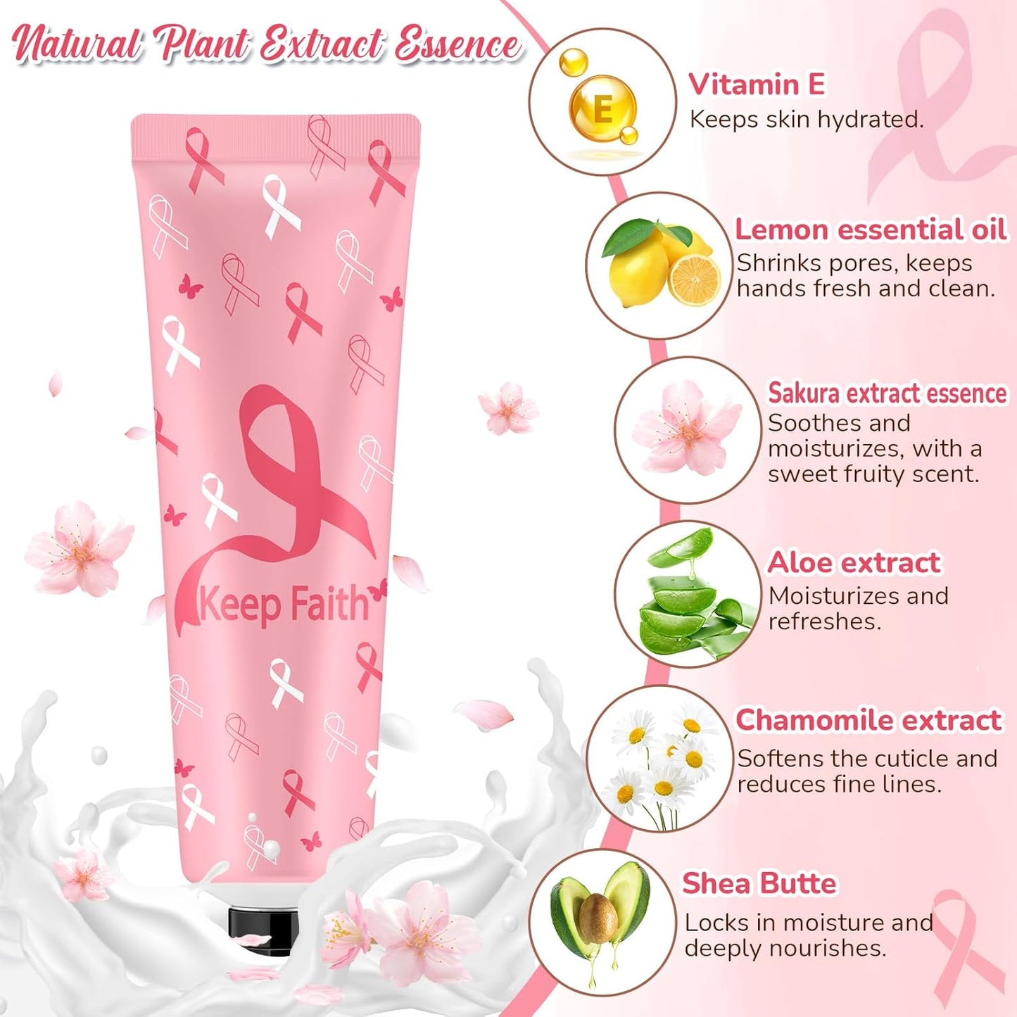 48 Sets Breast Cancer Awareness Pink Ribbon Hand Cream Gifts Bulk Baby Shower Hand Cream Travel Size Lotion Bulk Fall Thanksgiving Party Supplies Favors Birthday Wedding for Guest
