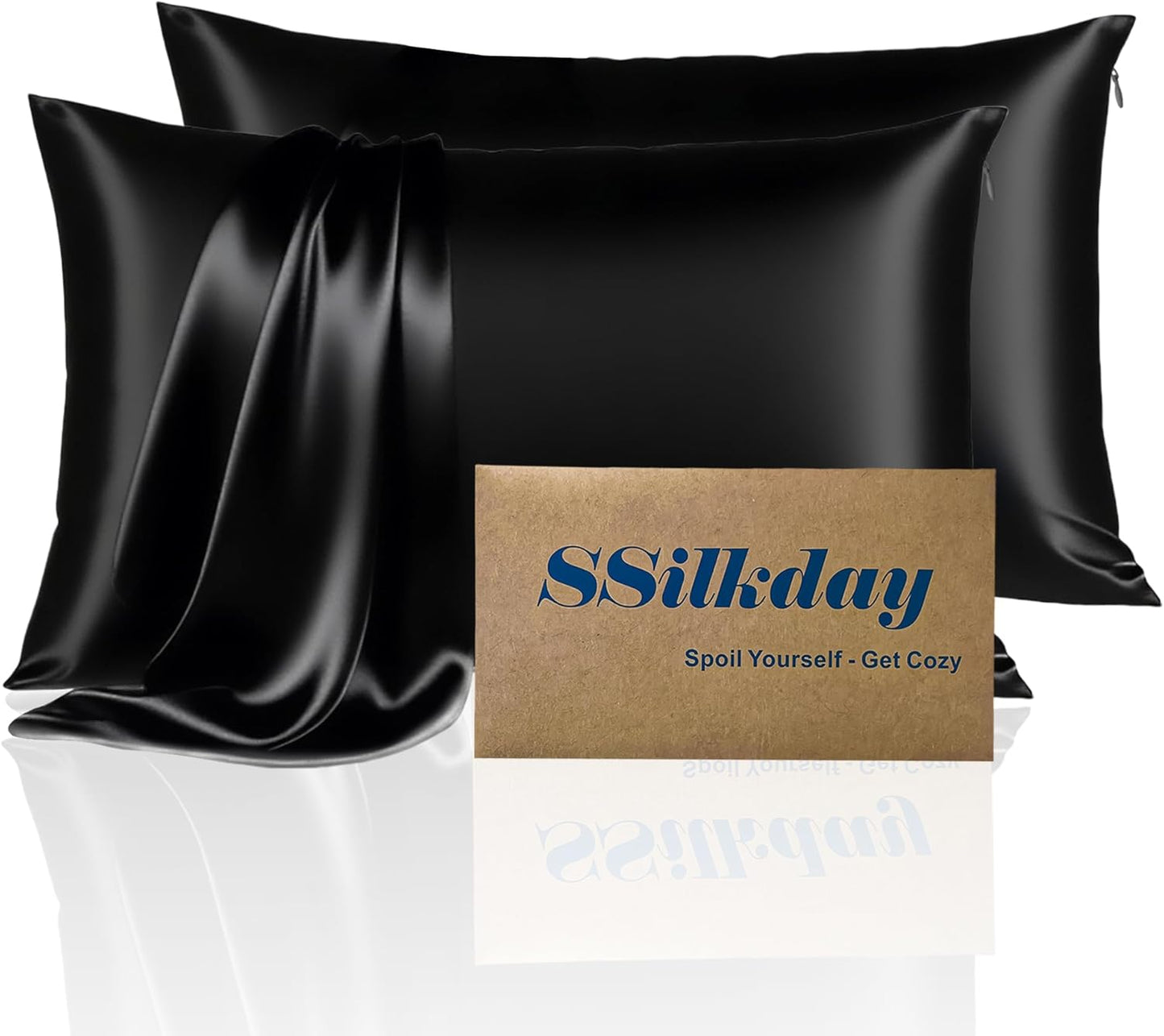 Mulberry Silk King Size Pillow Cases Set of 2, Ultra Smooth Soft Breathable Cooling Pillow Cases for Hot Sleepers, Silk Satin Pillowcases 2 Pack with Zipper for Hair and Skin, Gifts for Women