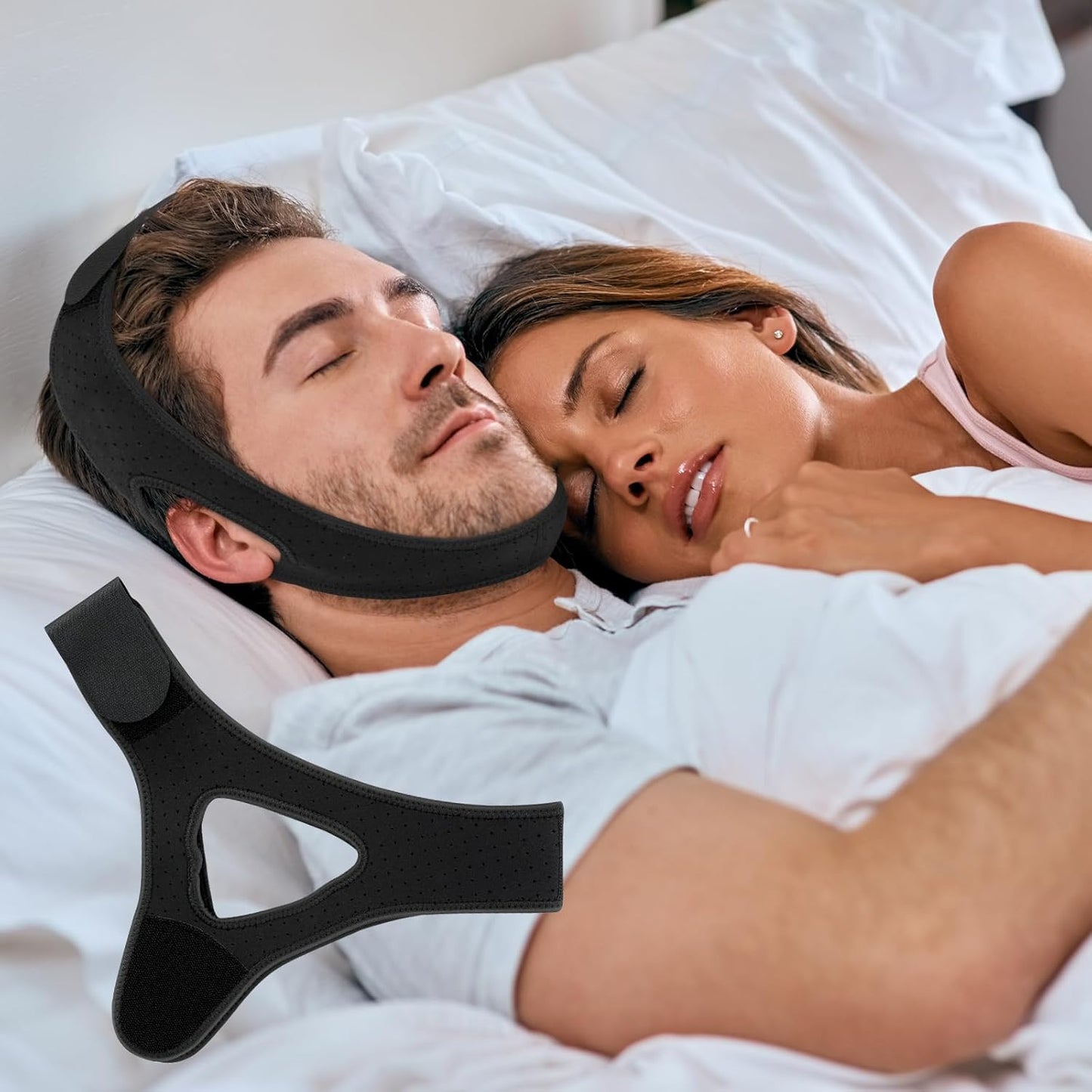 Chin Strap for Snoring Snore Chin Strap for Men & Women Comfortable Jaw Support Snoring Solution Adjustable Effective Snoring Sleep Device Reducing Aid for Women and Men (Black)