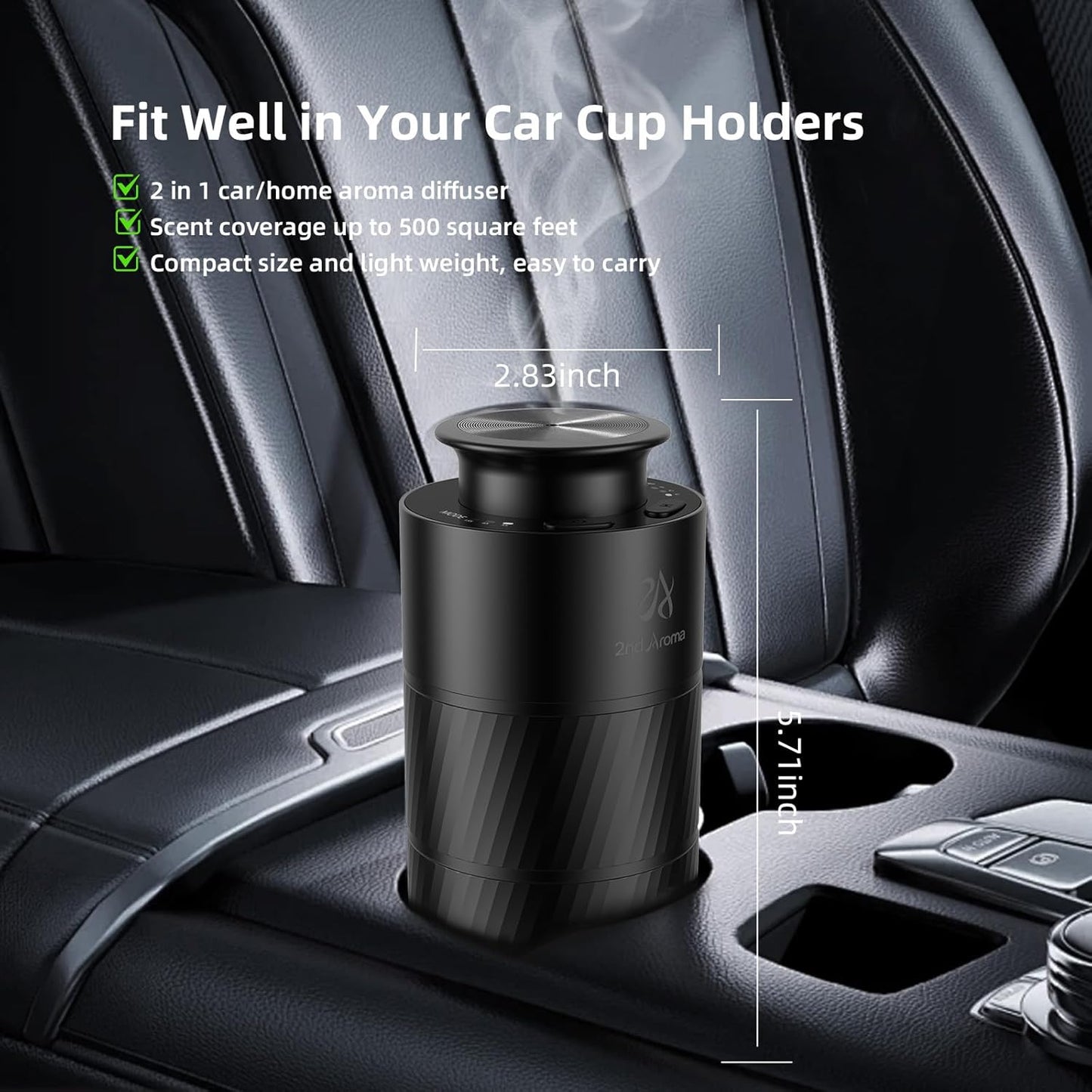 Car Freshener Diffuser, Aluminum Waterless Diffusers for Essential Oils, 20ml Portable USB Rechargeable Smart Aromatherapy Machine with 3 Timing & 3 Mist Levels for Car Room Office