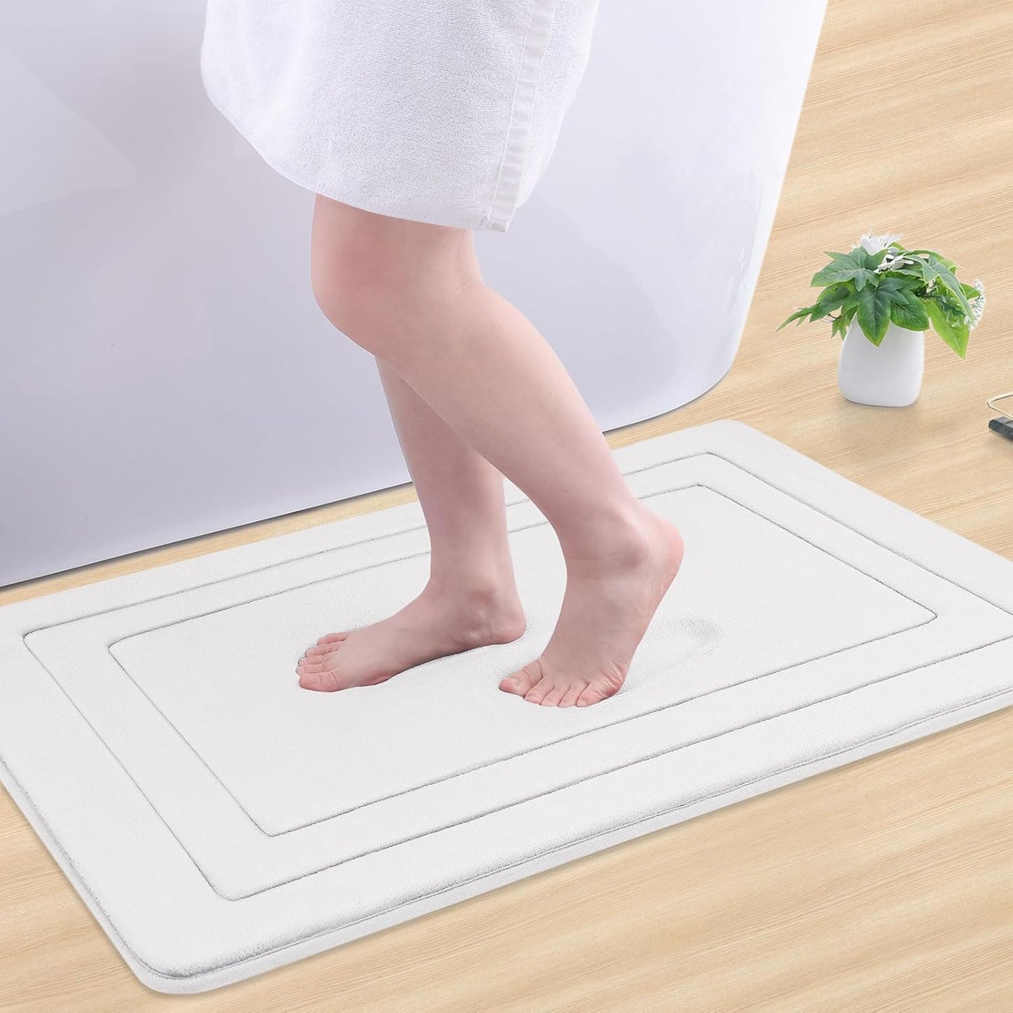 Arotive Memory Foam Bathroom Rug Mat 36x24, Ultra Soft and Absorbent Bath Mat, Machine Wash Dry, Comfortable Bath Rug Carpet for Bathroom Floor, Tub and Shower, Ivory