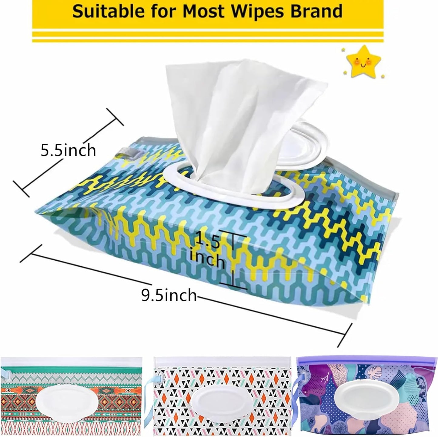 Wipes Dispenser with 2Pcs Portable Refillable Wipe Holder,Reusable Large Wipe Holder Box Flushable Wipes Case Bathroom Wipes Container for Pet Nursery Kitchen Office Counter (White-Orange)