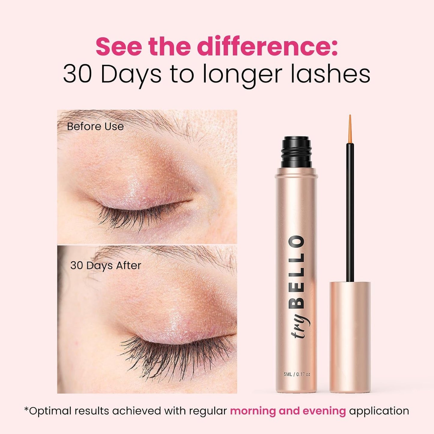 Trybello Eyelash Growth Serum | Natural Lash Serum with Lengthening & Thickening Formula | Biotin, Peptides + Botanical Extracts | Vegan, Gentle, Non-Irritating, Daily Use