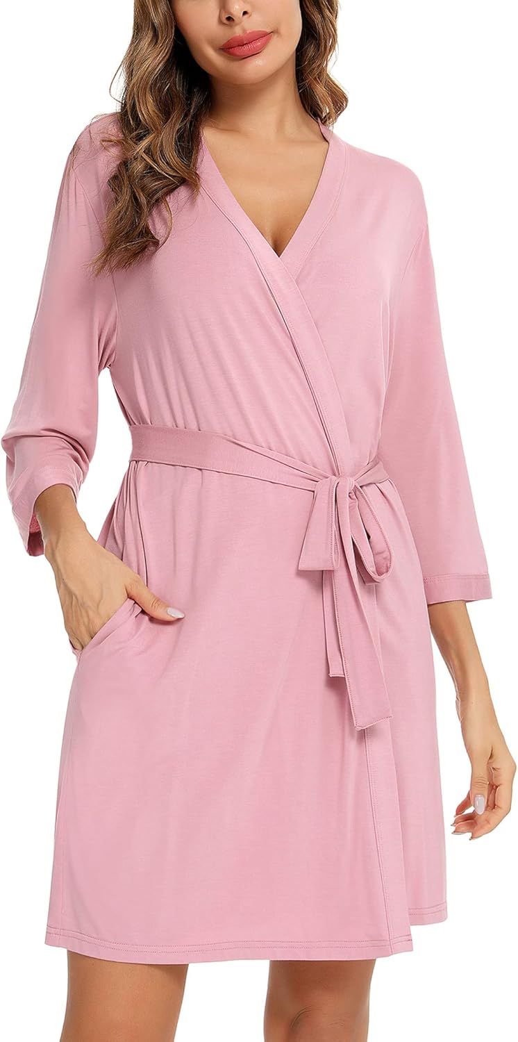 Samring Women's Lightweight Robe Soft Kimono Robes Short Bathrobe for Women Sleepwear