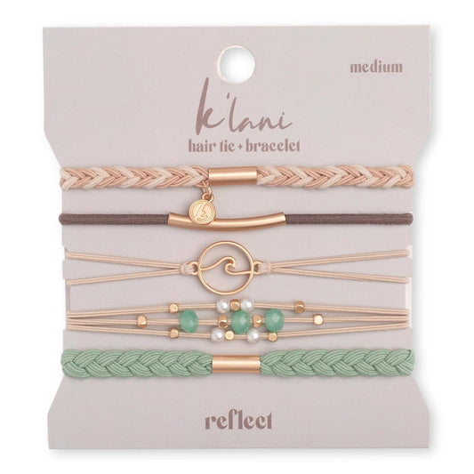 K'lani Reflect Bracelets for Women – Elastic Bracelets and Boho Hair Ties – Cute Hair Ties for Women and Hair Tie Accessories – Stylish Bracelets Boho Style for Hair and Wrist – Set of 5 (Medium)