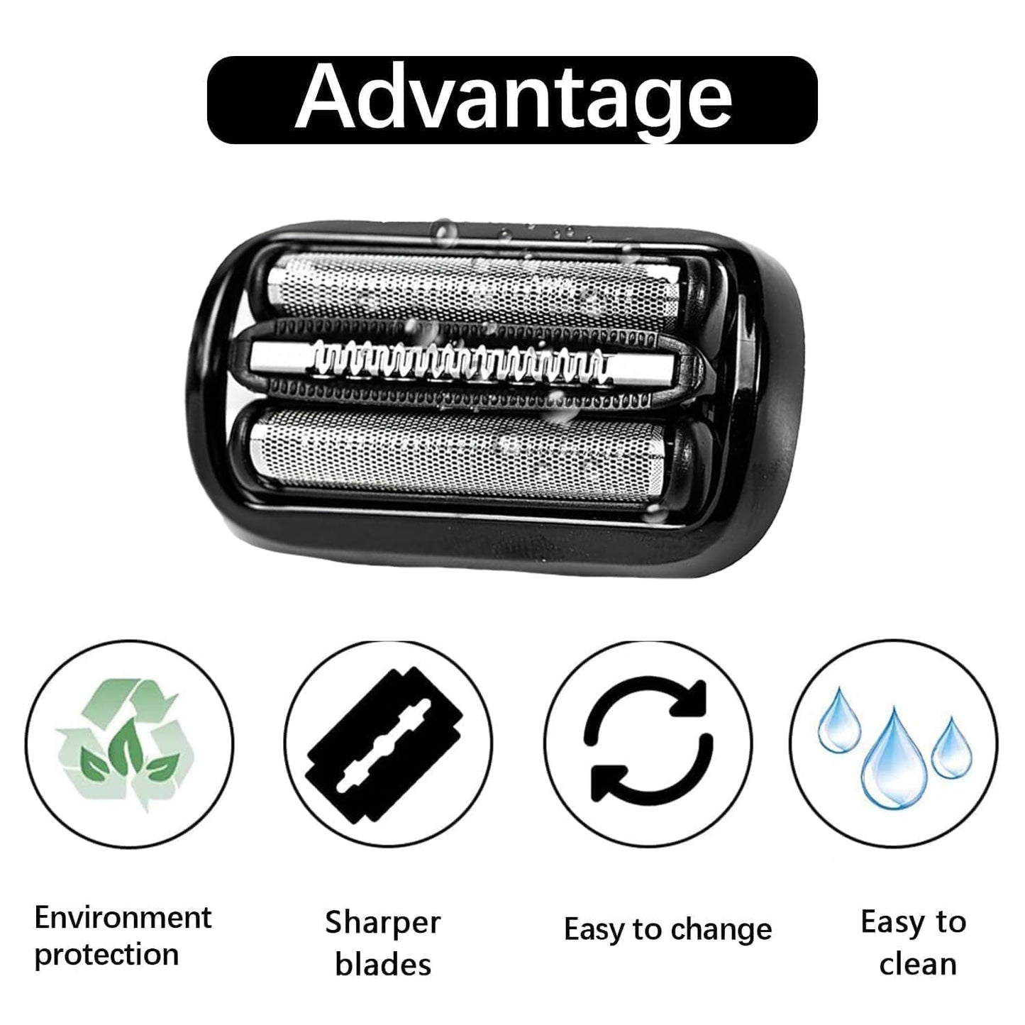 53B Replacement Head Compatible With Braun Series 5 6, 53B Wet and Dry Replacement Foil and Cutter for Braun Electric Shaver S5 S6 5409 5762