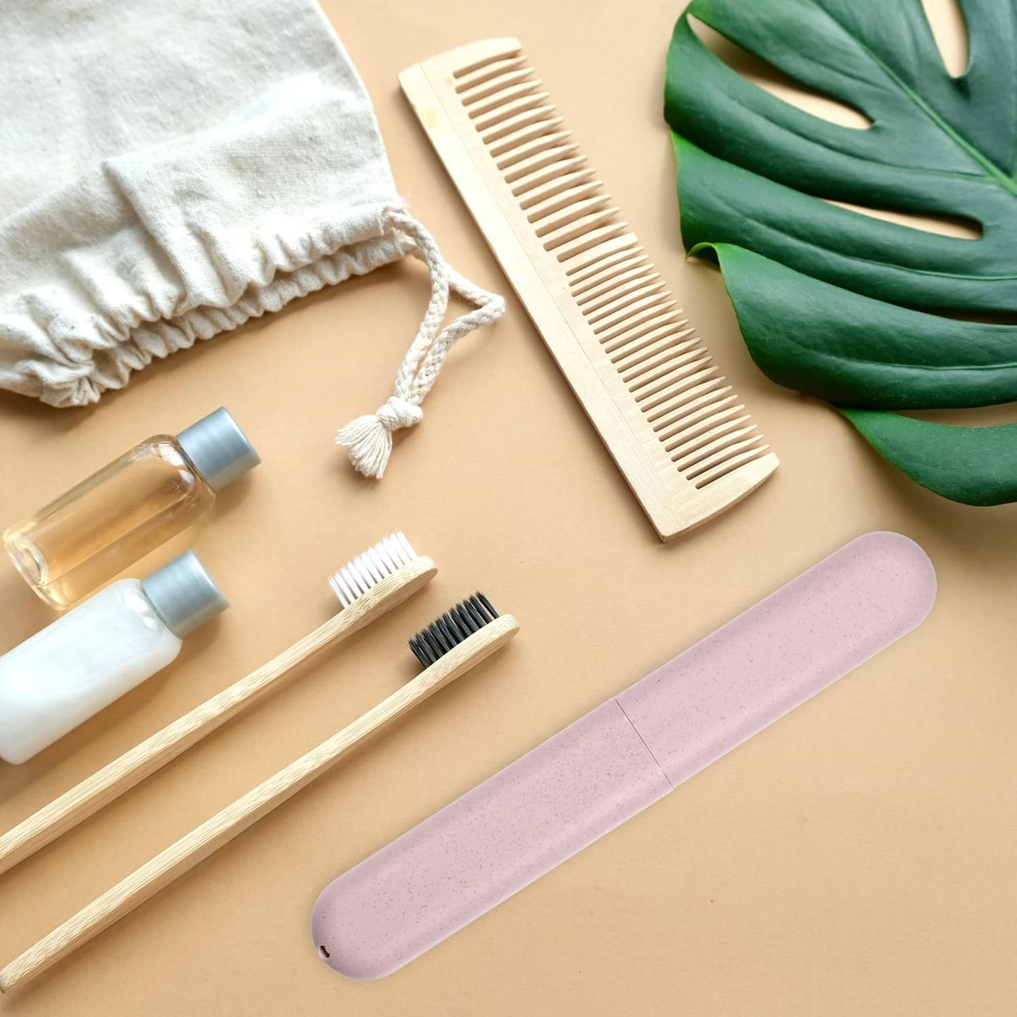 VOCOSTE 2pcs, Traveling Toothbrush Holders Case, PP Toothbrush Case for Travel Business, Pink, 8.07''x1.22''x0.83''