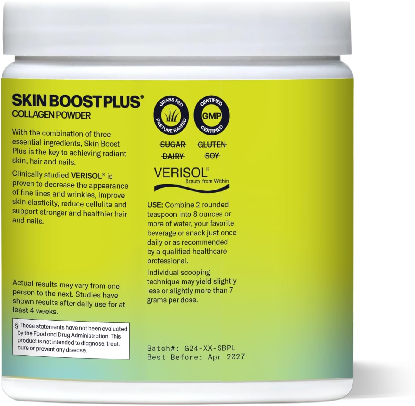 Sparkle Wellness VERISOL Bioactive Hydrolyzed Collagen Peptides | Collagen Powder with Vitamin C & Hyaluronic Acid for Hair, Skin, and Nail Health | Skin Boost Plus (Mixed Berry) [30-Serves]