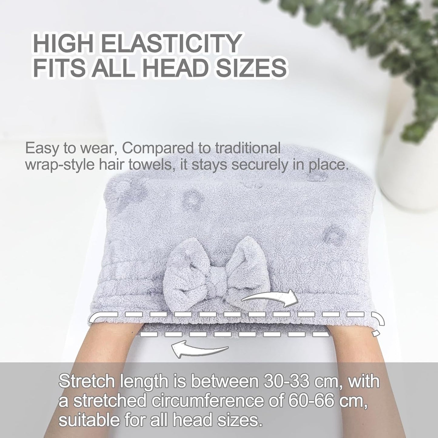 Jseng 3Packs Microfiber Hair Towel for Women - Quick-Drying, Super Absorbent Hair Wrap with Bow Design, Soft Hair Towel Turban for Curly Long Wet Hair