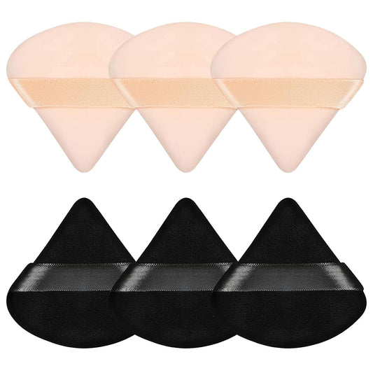 Pimoys 6 Pieces Powder Puff Face Triangle Makeup Sponge Soft Velour Puffs for Loose Powder Setting Powder Blender Foundation Sponge Beauty Makeup Tool, Stocking Stuffers Gift for Women