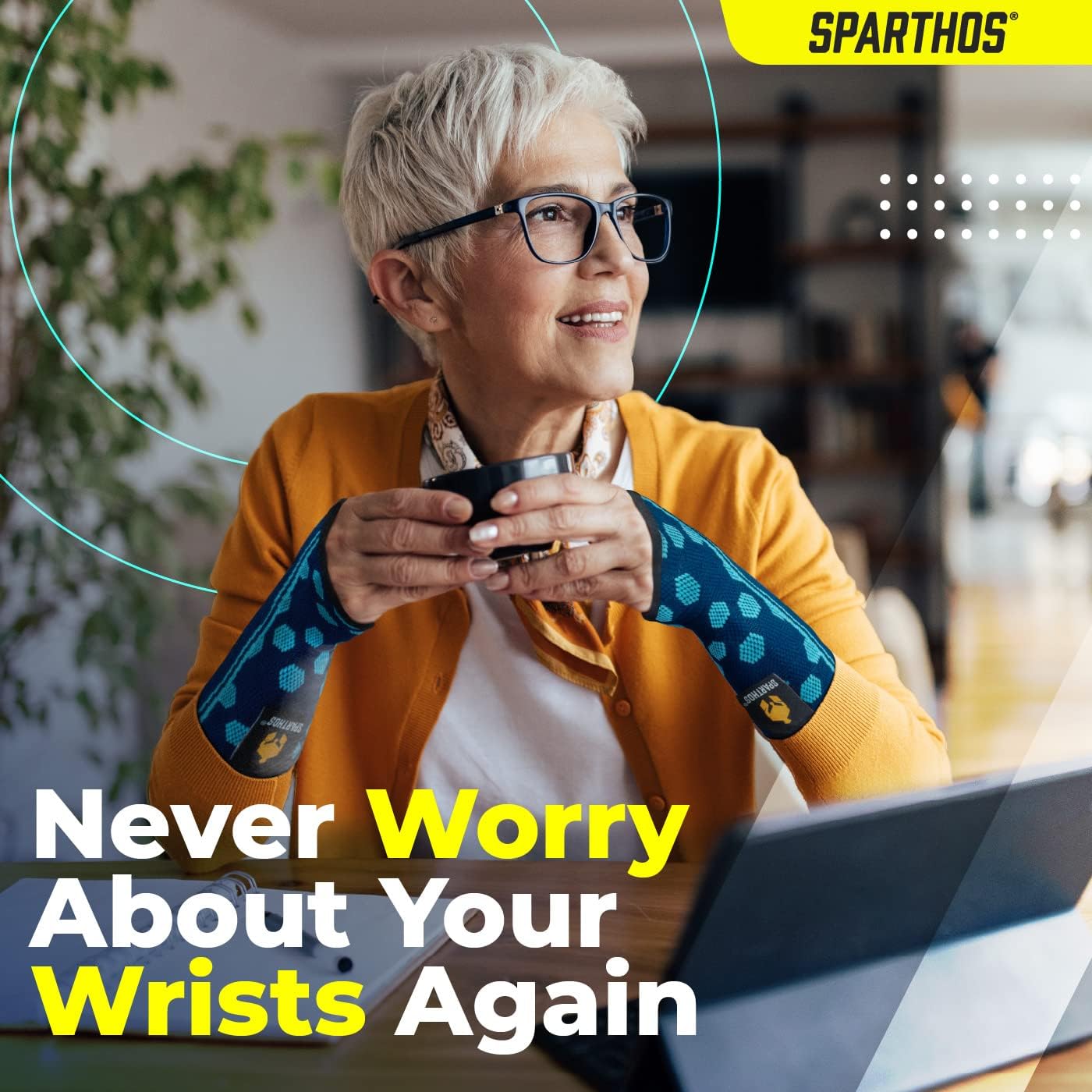 Sparthos Wrist Support Sleeves (Pair) – Medical Compression for Carpal Tunnel and Wrist Pain Relief – Wrist Brace for Men and Women – Made from Innovative Breathable Elastic Blend