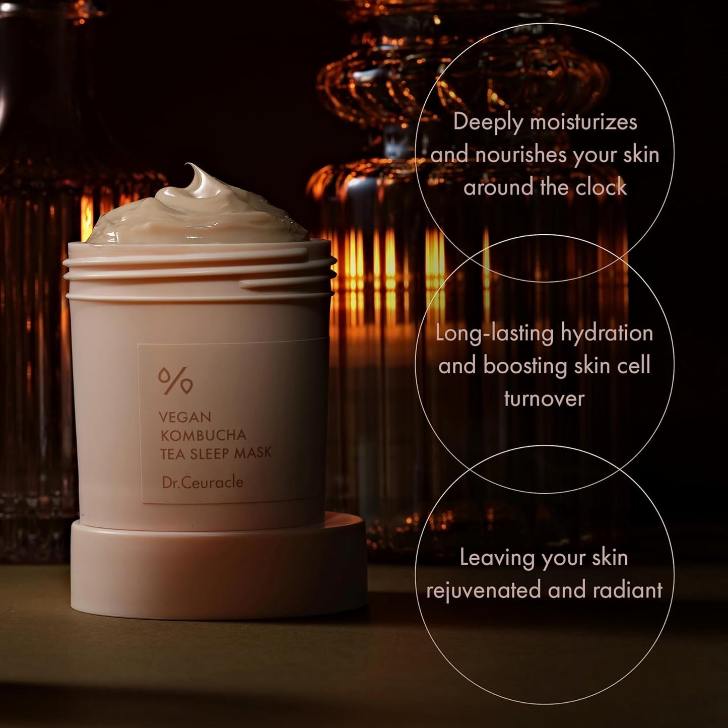 Dr.Ceuracle Vegan Kombucha Tea Sleeping Mask - Hydrating Overnight Face Mask with Niacinamide, Bakuchiol, Ceramide, Korean Skincare (100 g / 3.52 oz.)